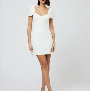 French Connection White Mini Dress with Puff Sleeves